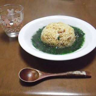 納豆炒飯のホウレンソウあんかけ